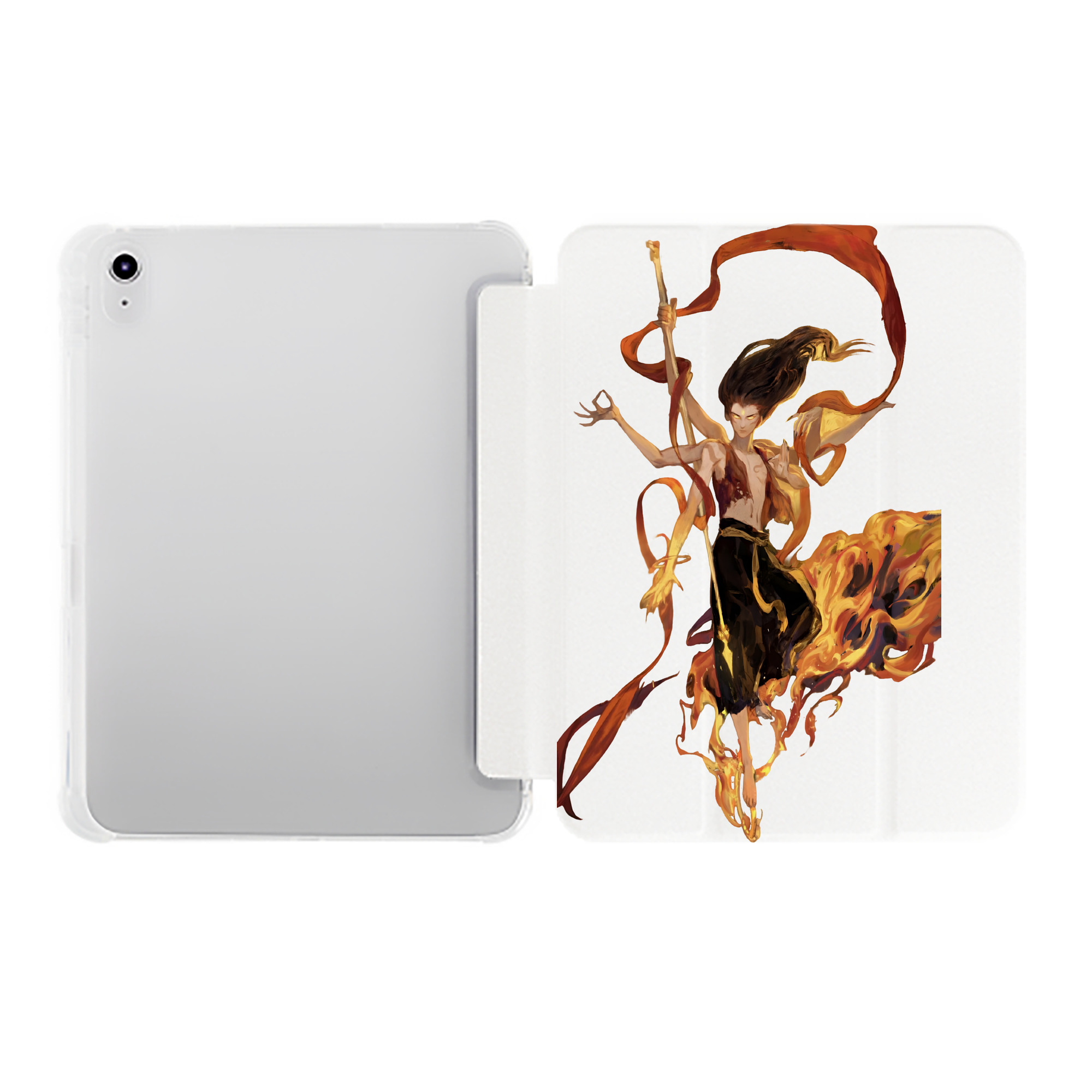 （画像用） Ne Zha 2 ナタ 魔童の大暴れ IPad ケース ペン収納付き 三つ折りスタンド PUレザー×シリコン 対応機種9.5/10.5/10.9インチ